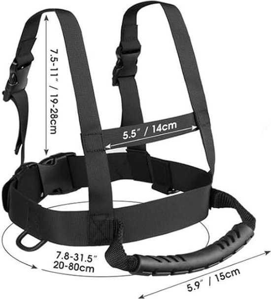 Skiharnas voor kinderen met tas - Skituigje kinderen - Ski-accessoires - Verstelbaar ski-schouderharnas - Voor kinderen en beginners Schaatsen, Skateboarden, Snowboarden, Skaten, Fietsen (zwart) van Eruinfang — afbeelding 3