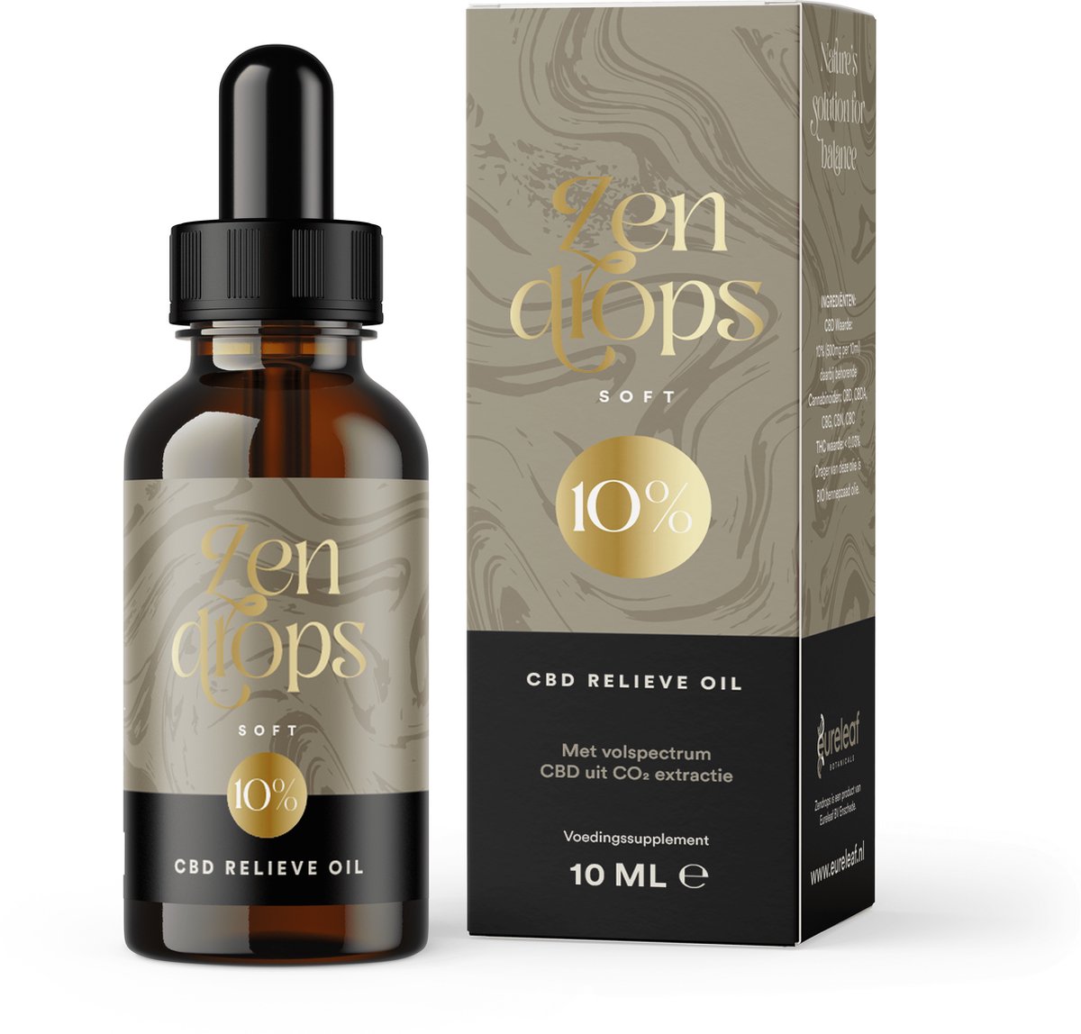 Goedkoopste Eureleaf Zendrops - CBD Olie 10 - Full-Spectrum met MCT-olie - 10ml - Natuurlijke Vegan Hennepolie, Milder van Smaak