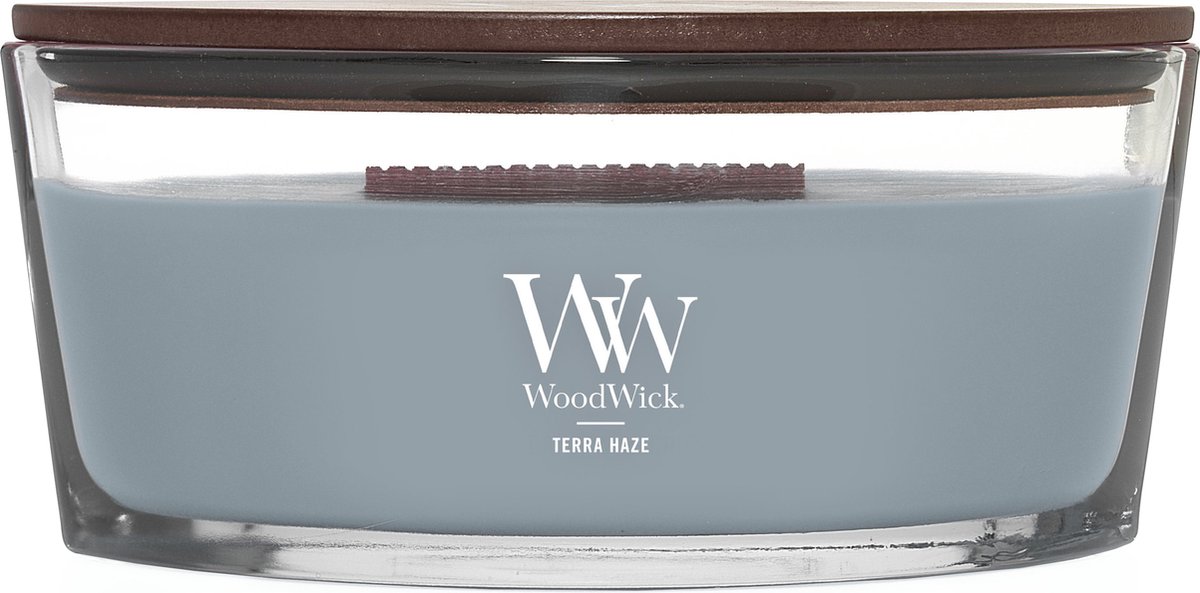 WoodWick Heartwick Flame Ellipse Geurkaars - Terra Haze - 50 branduren Blauw