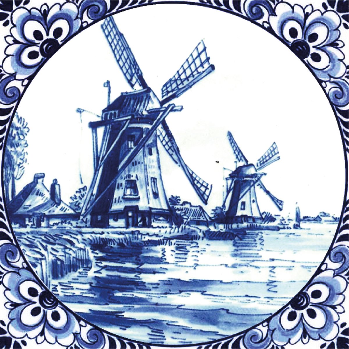 Tegelsticker Delfts Blauw met molen. Voor badkamer, keuken en toilet. Uniek design, nergens anders verkrijgbaar. Gemaakt van vinylfolie. Eenvoudig aanbrengen en verwijderen.