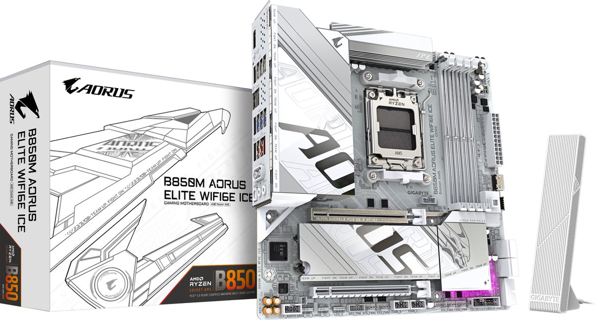 GIGABYTE B850M AORUS ELITE WIFI6E ICE AMD B850 Socket AM5 micro ATX