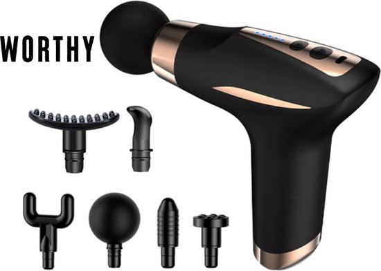 Worthy® Luxe Massage Gun - Massage Gun - Massage Gun Professioneel - Massage Apparaat - Massage Pistool - Massagegun - Massage-gun - Sport en Relax Massage - 4 Opzetstukken - 6 Snelheden