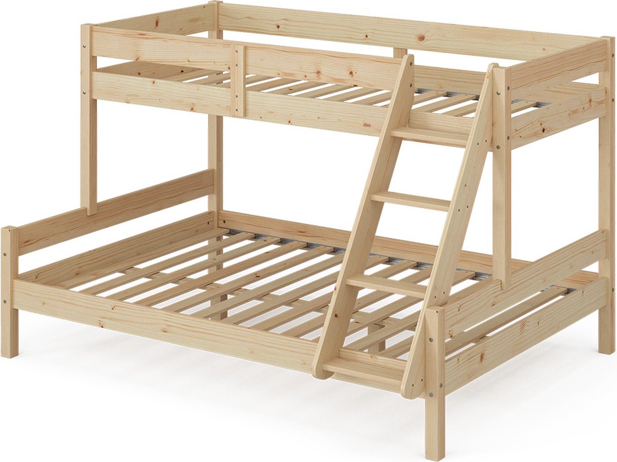 Vitalispa Everest Stapelbed – 140x200 / 90x200 cm Natuurlijk hout