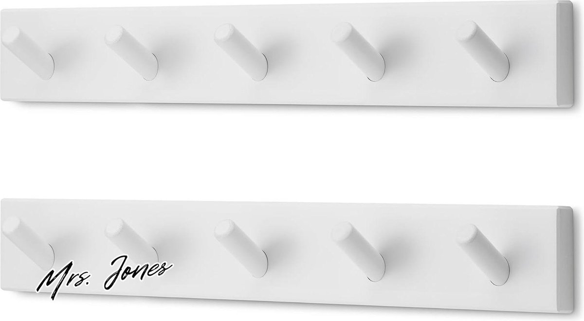 Mrs. Jones Kapstok Muur (2 st.) Wandkapstok Wit met 5 Haken 43 cm Huis en Interieur