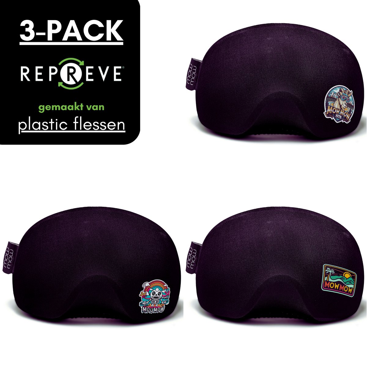 MowMow 3-pack Skibril Hoes - NIET VOOR VIZIERHELM - Cover - Beschermhoes - Goggle - Bril - Ski - Snowboard