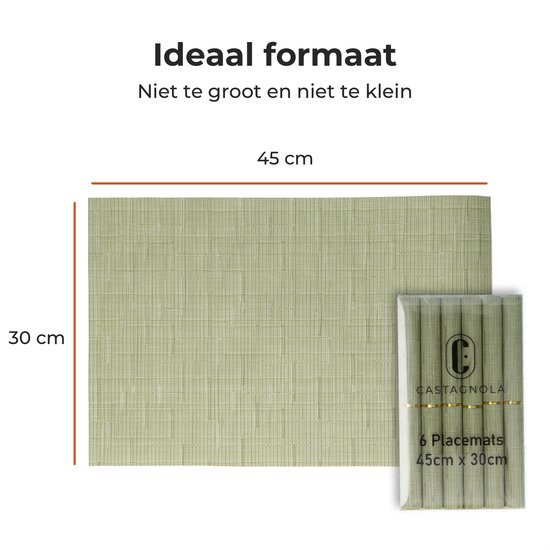 Castagnola PVC - Set de table en plastique - Dessous de verre hydrofuge - Dessous de verre - Napperons en plastique - 6 pièces - 45 x 30 cm - Vert