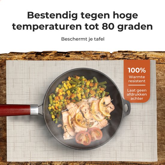 Castagnola PVC - Set de table en plastique - Dessous de verre hydrofuge - Dessous de verre - Napperons en plastique - 6 pièces - 45 x 30 cm - Beige