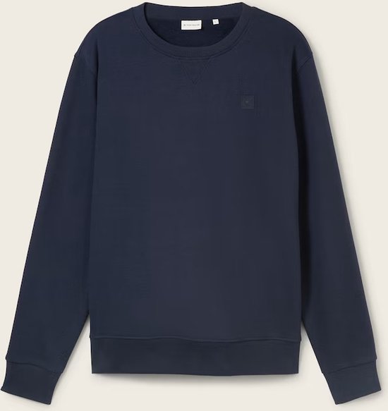 TOM TAILOR Denim Sweatshirt voor heren met logo-print, 34590 - Dark Blueberry, L