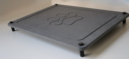 Placemat voerbak - drinkbak - Hond & Kat - Huisdier - Diatomiet – Grijs – 30x40 cm - Met poot afdruk