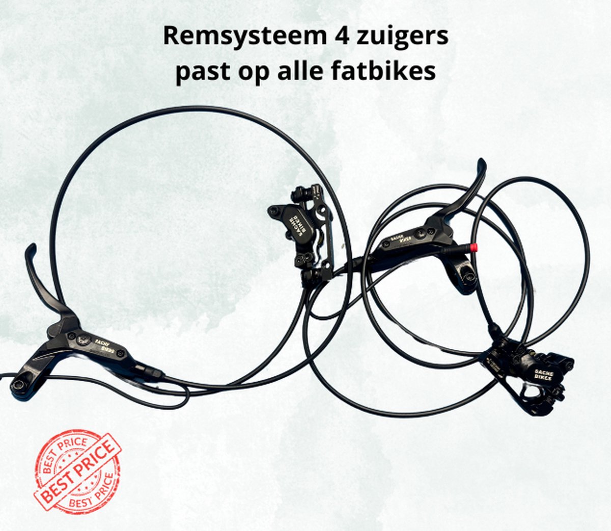 Fatbike hoog kwaliteit Hydraulische remmen 4 zuigers Sache Bikes - hoog kwaliteit - kant en klaar - gevuld - Past op Ouxi V8 H9 - Qmwheel V20 V30 en andere merken - alle fatbikes