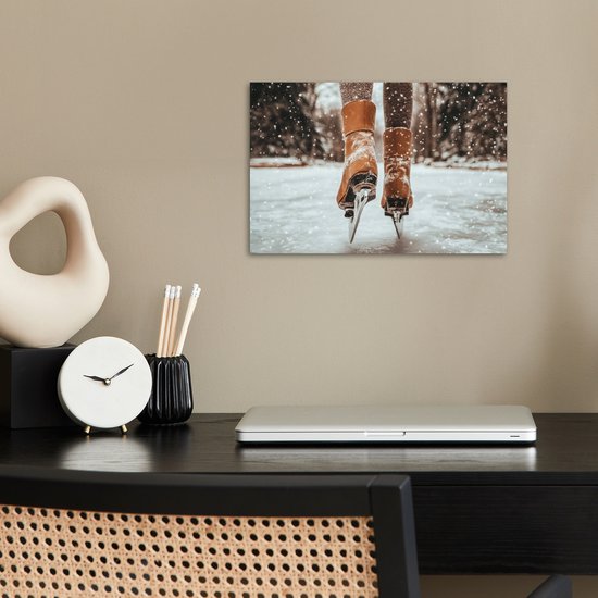 Poster 30x20 cm - Schaatsen - IJs - Winter - Sneeuw - Posters - Kamer decoratie - Wanddecoratie woonkamer - Muurdecoratie slaapkamer