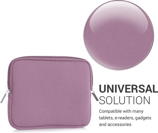 kwmobile Neopreen e-Reader Pouch Maat 6-7" eReader - Universele eBook Sleeve Case met Rits - Lavendel — afbeelding 4