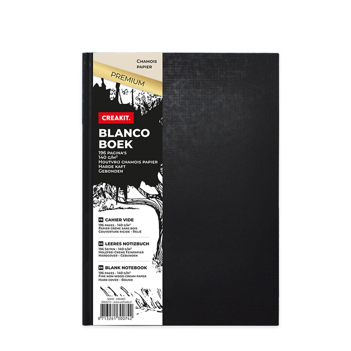 SOHO Schrift met harde kaft – Collegeblok – Houtvrij chamois papier – Harde kaft – Draadgebonden - 196 pagina’s – A5 formaat – Blanco