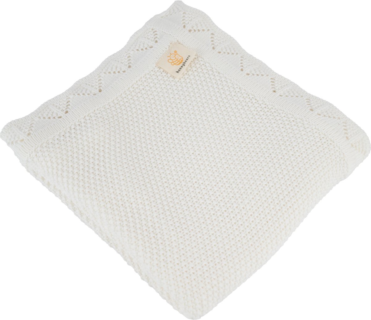 Honeybears ledikant deken - Deken wieg - 80 x 100 cm - Wiegdeken - Dekentje baby - Wiegdekentje – 100% organisch katoen - Jongens/Meisjes - Wit