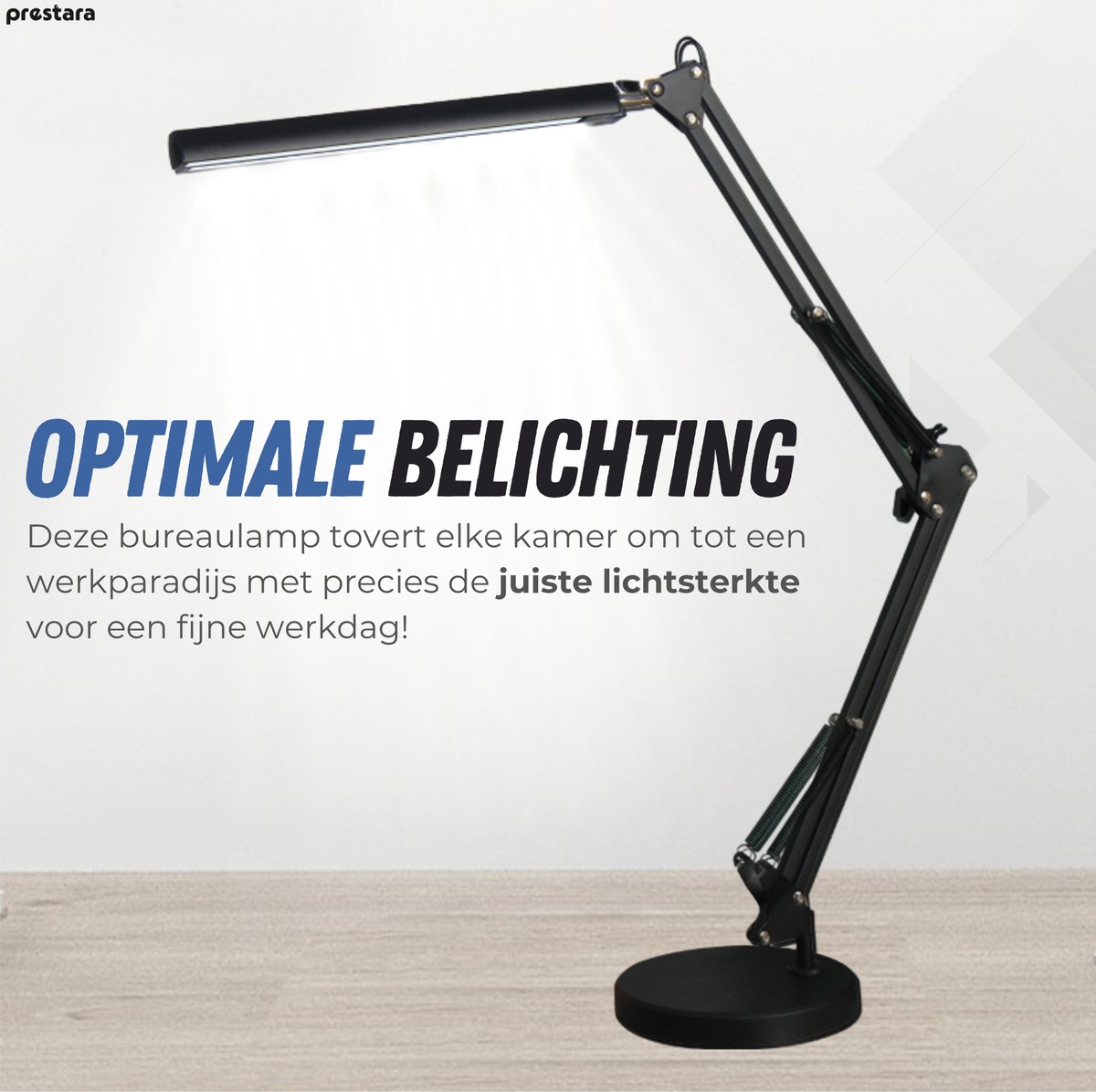 Prestara USB LED bureaulamp – dimbaar & flexibel – met verstelbare arm & klem – 37 cm hoog – zwart thumbnail 2