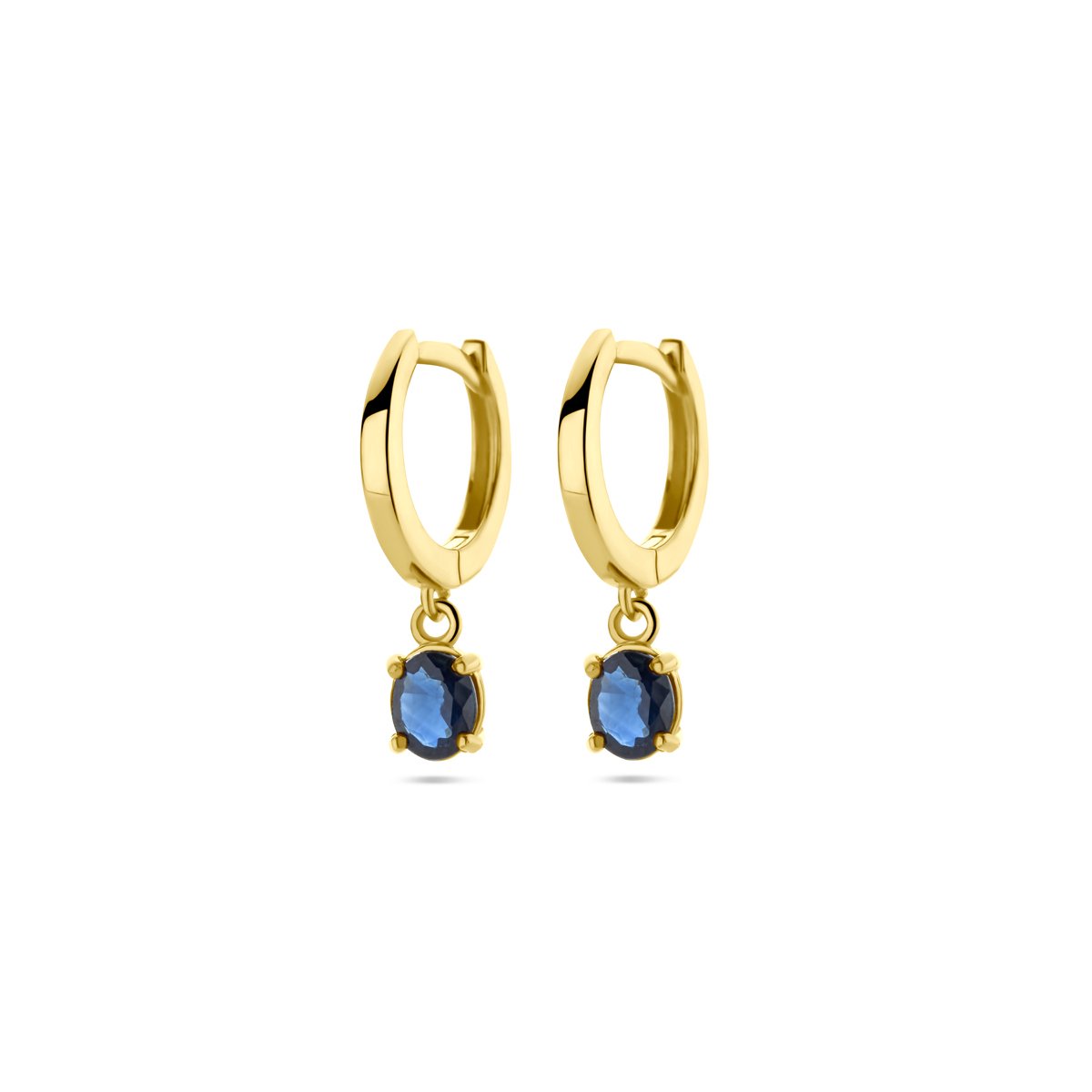 YO&NO Klapoorringen - saffier - Dames - Sieraden - 14 Karaat goud