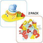 Badspeelgoed - Waterrad bad speelgoed boot + Foam badletters - Badspeeltjes - 2 stuks