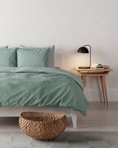 Mistral Home - DEKBEDOVERTREK - gewassen katoen - 260 x 240 cm + 2x 65 x 65 cm - extra breed - bicolor - groen