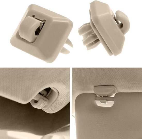 Autozonneklep - Cliphaak - Autoaccessoires - Auto-zonneschermen - Zonneklep Hhaken voor de Auto - Binnenhaken Voor Zonnekleppen - Autohouder voor Zonneklep - Compatibel Met Audi A3A4LA5A6LQ5Q3 - Beige - 2 Stuks - Automatische Zonneklep Ter Vervanging van Hindom — afbeelding 3