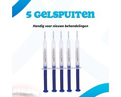 Refill Set Tandenbleek – 5 Gelspuiten – Veilige Thuisbehandeling zonder Peroxide (0%) – Stralend Witte Tanden – Geschikt voor 3D LED – Snel Resultaat