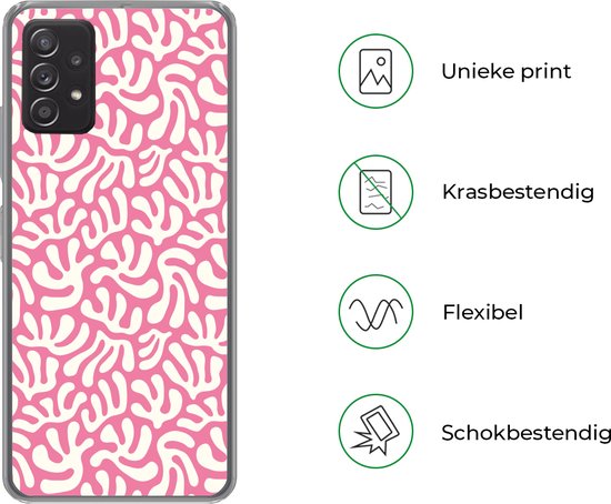Telefoonhoesje Geschikt voor Samsung Galaxy A53 5G hoesje - Koraal - Patroon - Roze - Wit - Minimalistisch - Siliconen Telefoonhoesje Telefoonhoesje