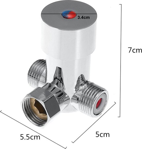 Mitigeur eau chaude - G1/2 - Mitigeur thermostatique - 3 voies - Messing Massief - Noyau de valve en céramique - pour lavabo de salle de bain cuisine