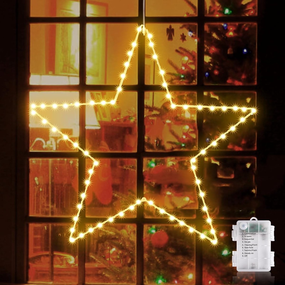 STERNTALER LED-ster, geel, 11 cm, 9 punten, IP44 batterij