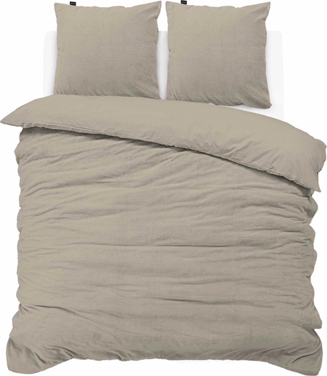 iSleep Dekbedovertrek Teddy Fleece - Tweepersoons - 200x200/220 cm - Taupe