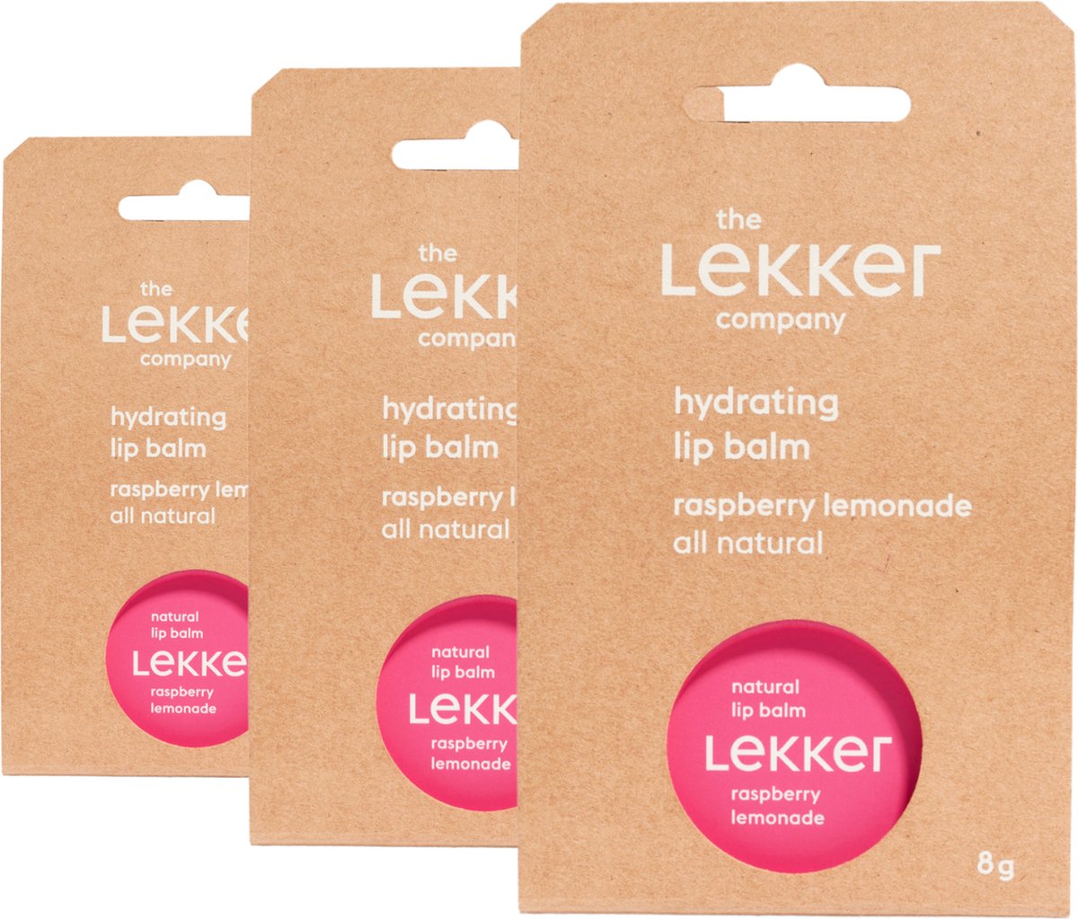 The Lekker Company lippenbalsem raspberry lemonade - 3 stuks