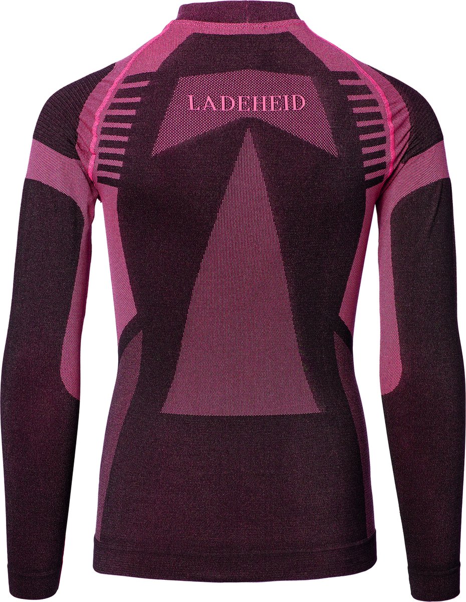 Ladeheid Kinderen Thermoshirt - Thermo ondergoed – Jongen - Meisje - Thermokleding - Longsleeve – LA-SS-Thermo-Shirt-Men - Zwart/Roze - 146-152