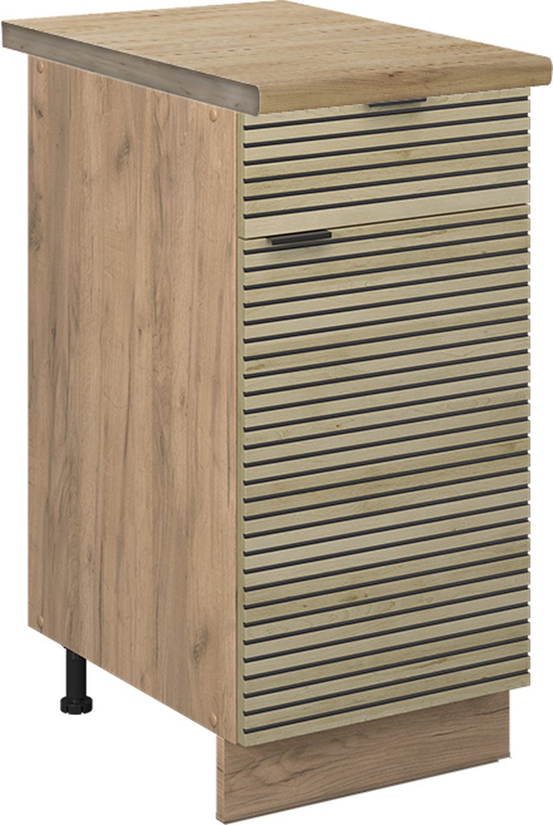 Vicco Fame-Line Keukenonderkast – 40 cm, WB Eik Eiken paneel Eiken paneel/Goudkleurig Eiken