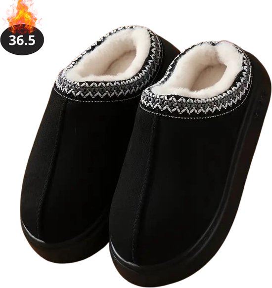 Bovista Warm Pantoufles femmes - Pantoufles - Slippers - Femme - Homme - Peluche - Taille 36,5 - Zwart