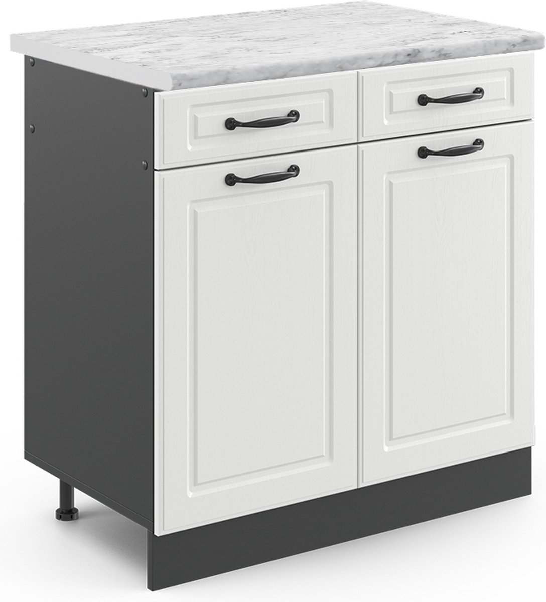 Vicco R-Line Keukenonderkast – 80 cm, WB Marmer Wit Landhuis
