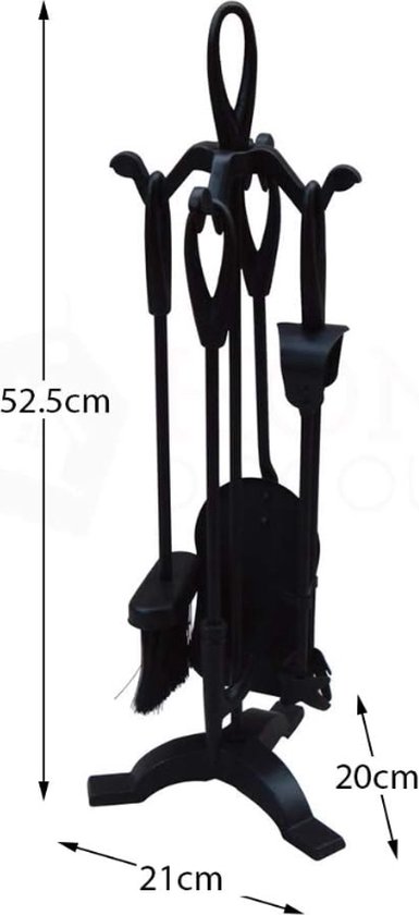 Haardtang, 40 cm houten tang, haardbestek, zware belasting