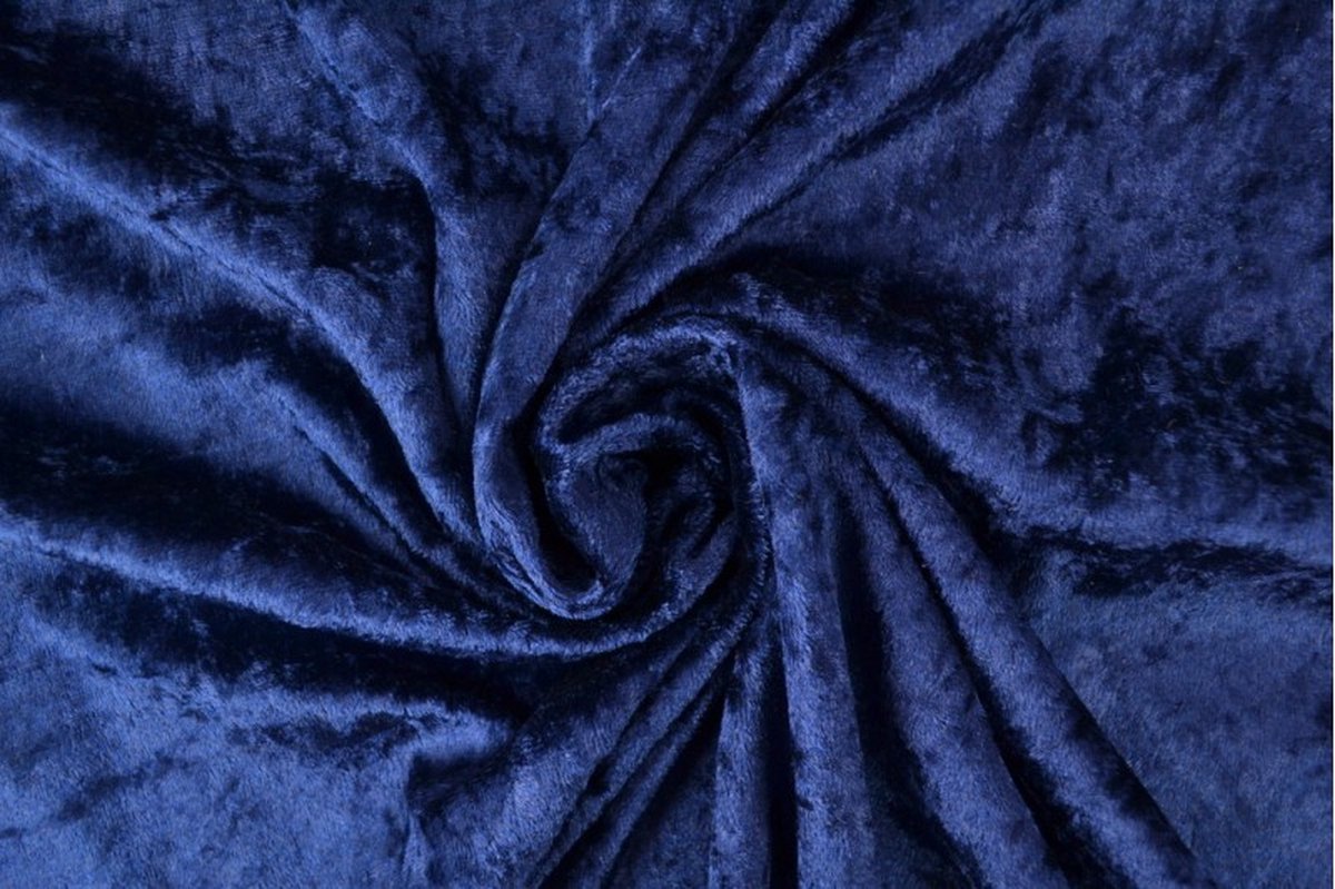 10 meter velours de panne - Marineblauw - Crushed velvet - 150cm breed