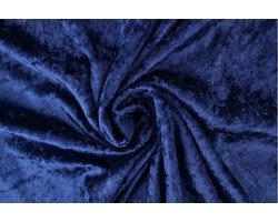 Omslag van 10 meter velours de panne - Marineblauw - Crushed velvet - 150cm breed