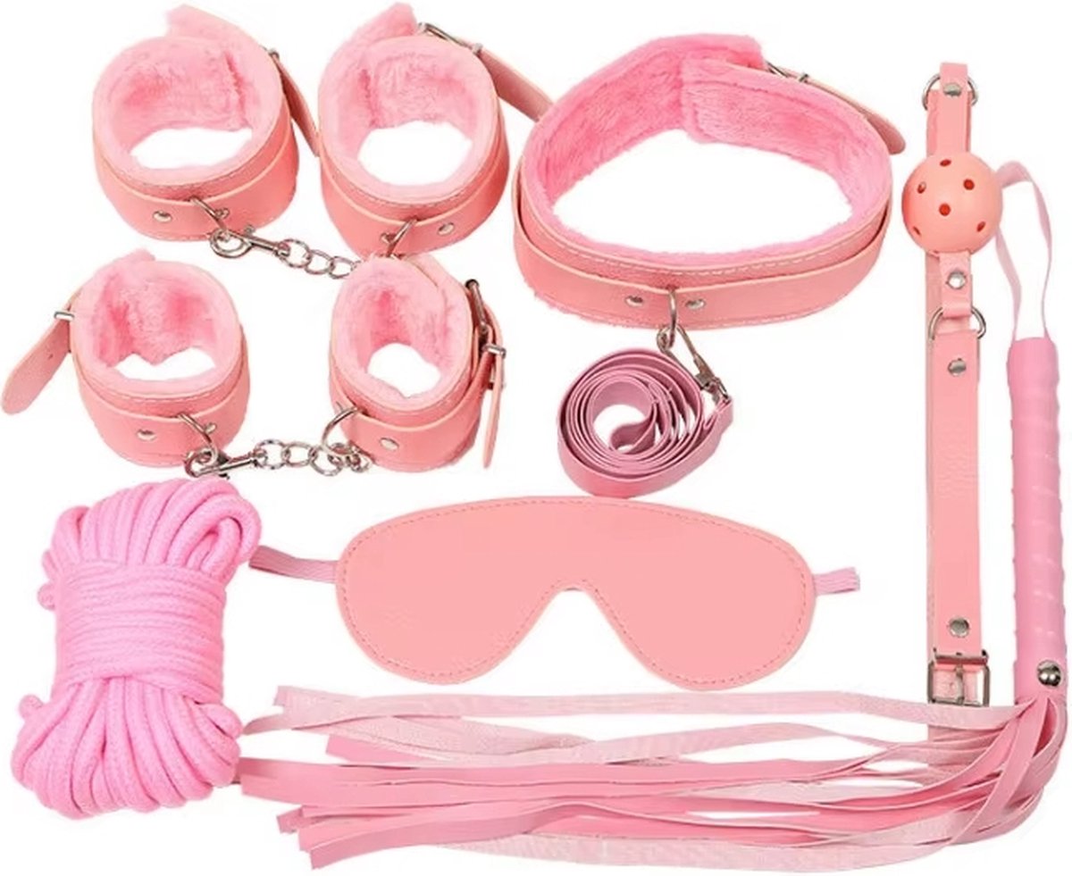 Goedkoopste Bdsm Extreme - Bdsm Set - Bdsm Masker- Bdsm Halsband - Roze - Mondbal