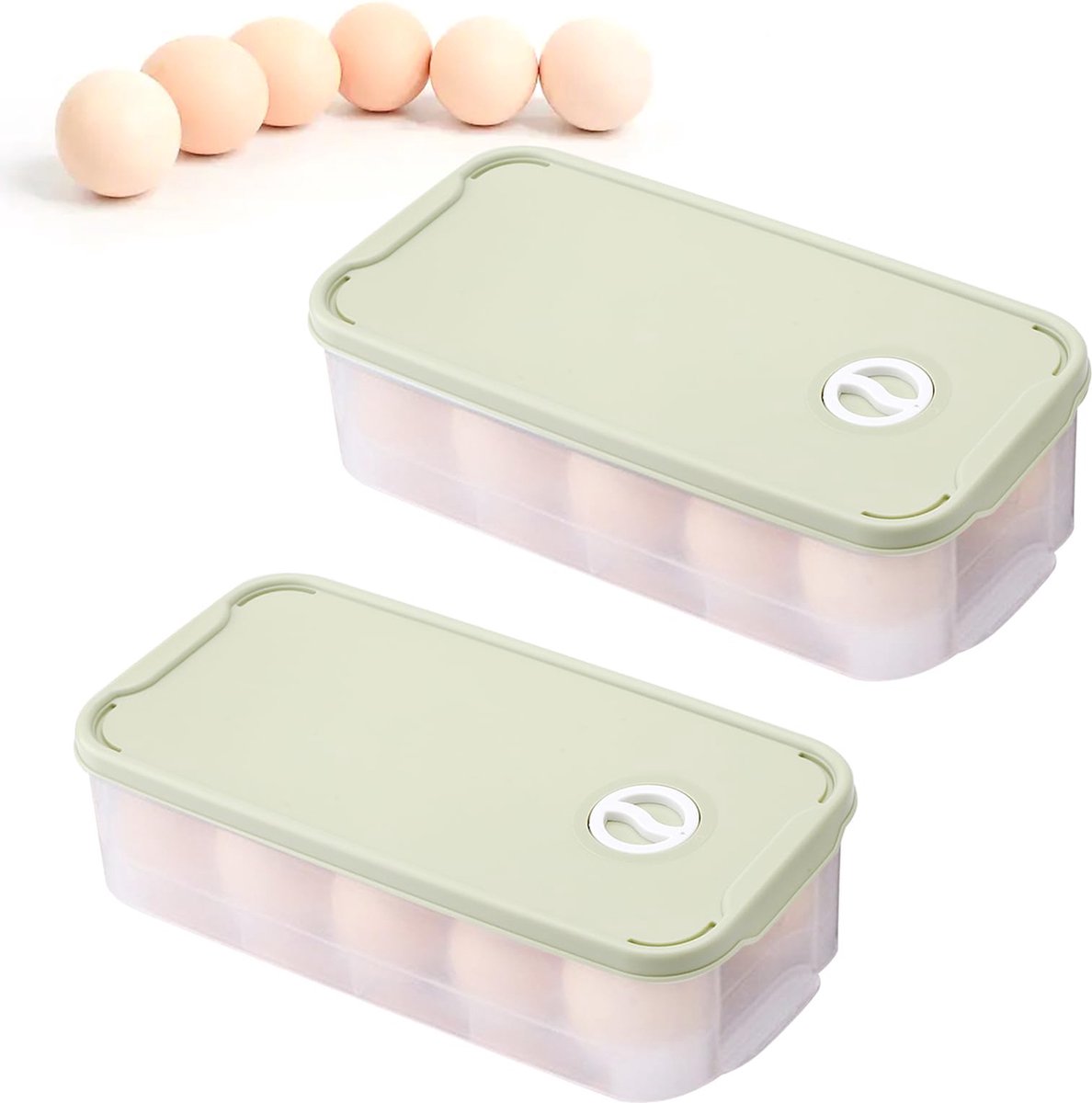 Goodivery ® Eieropbergset voor koelkast met datumdeksel en stapelbare kaartsleuven