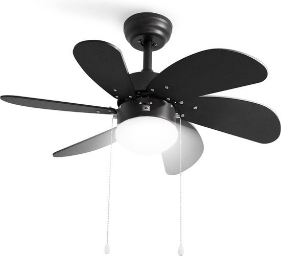 CREATE/WIND LARGE DC Plafondventilator Zwart - 6 Snelheden, Stil, Timer, Dubbele Hoogte, Houten Bladen