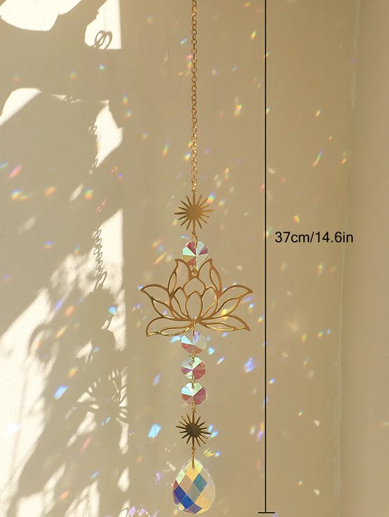 Byla - Pendentif Sun Catcher - Dromenvanger - Pendentif en cristal - Décoration de fenêtre - Or - Lotus - 3
