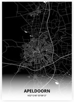 Apeldoorn plattegrond - A3 poster - Zwarte stijl