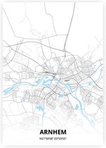 Arnhem plattegrond - A4 poster - Zwart blauwe stijl