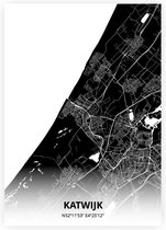Katwijk plattegrond - A2 poster - Zwarte stijl