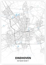 Carte d'Eindhoven - Affiche A4 - Style bleu Zwart