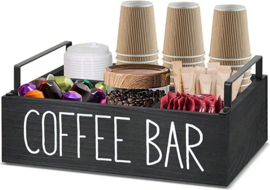 Koffie-organizer, koffiebar-accessoires organisator hout, koffie-opsla