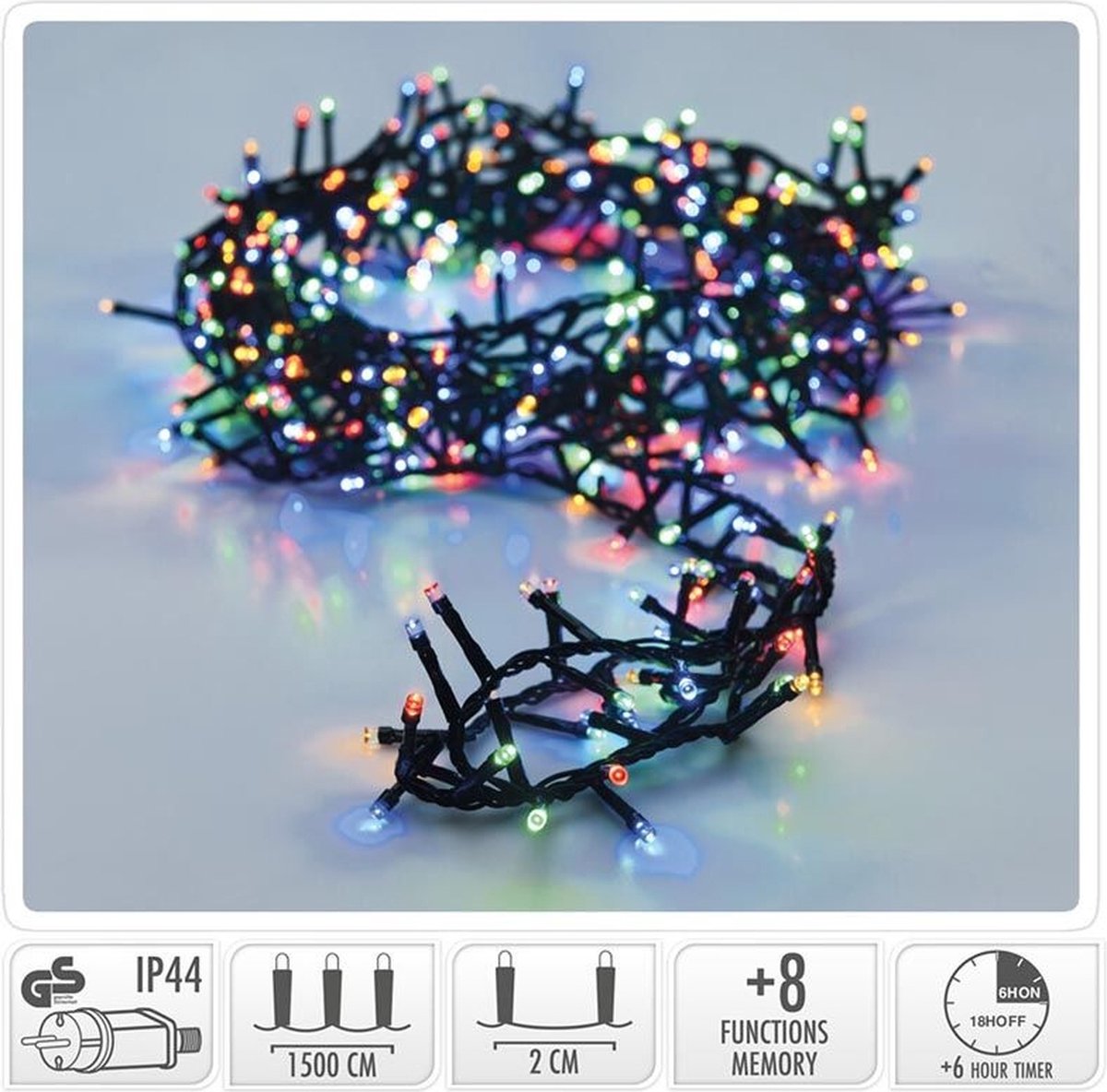 Bol.com Micro Cluster met Haspel - 750 LED - 15 meter - met timer - multicolor aanbieding
