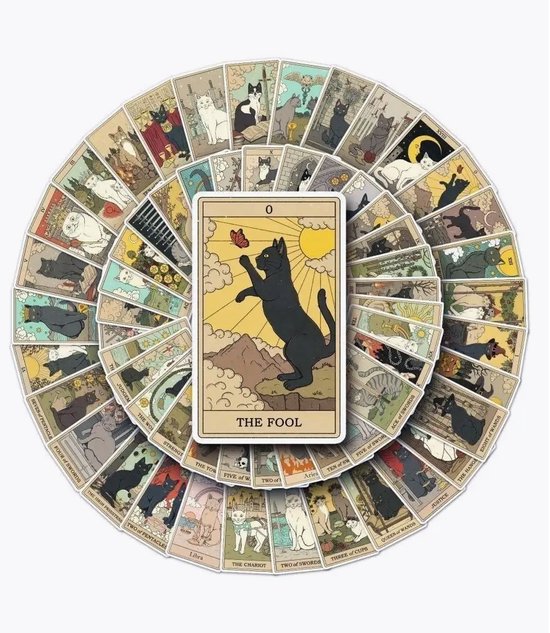 78 Cat Tarot Cards - Tarot Kaarten - Tarot Kaarten Stickers Met Katten - Stickers - Tarot Cards - Cats Rule the Earth Tarot - LOUZIR