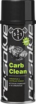 Resolve 5-in-1 Carb Clean spuitbus, zwarte bus met groene tekst "Carb Clean" en afbeelding van carburateur. Snelle formule.
