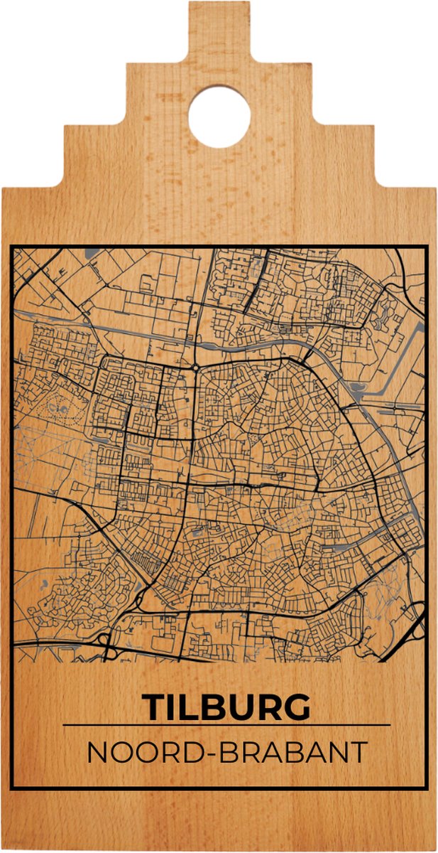 JM Woods - Borrelplank - Serveerplank - Hapjesplank - Kaasplank - Plattegrond - TILBURG CENTRUM - Gepersonaliseerd - Cadeau tip!