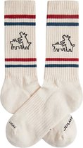 Jimmy Lion unisex sokken athletic two dogs beige (Keith Haring)